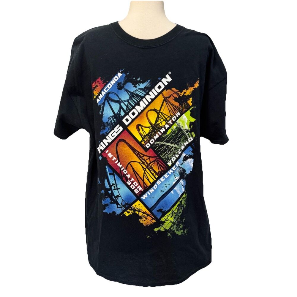 CEDAR FAIR Kings Dominion T-Shirt XL Volcano Anaconda Dominator Rollercoaster